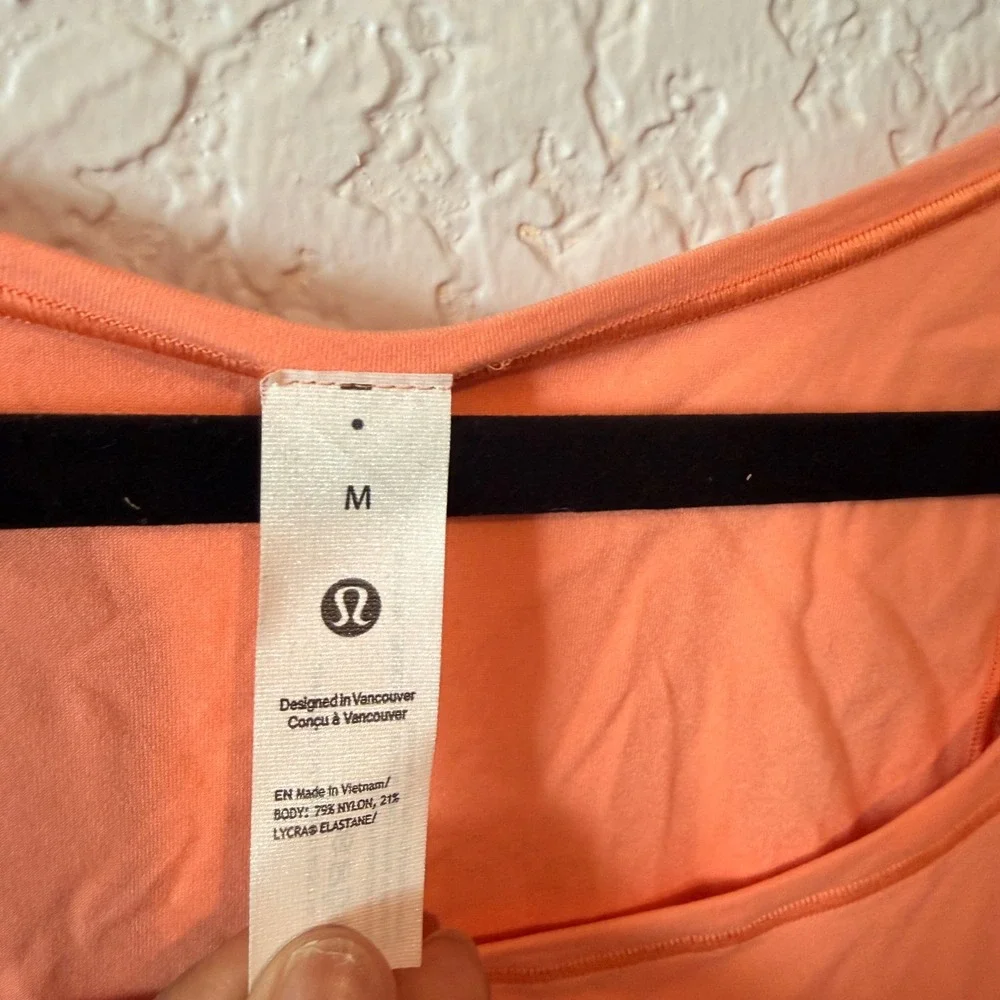 Lululemon Wundermost Square-Neck Bodysuit M Orange Peach NWT